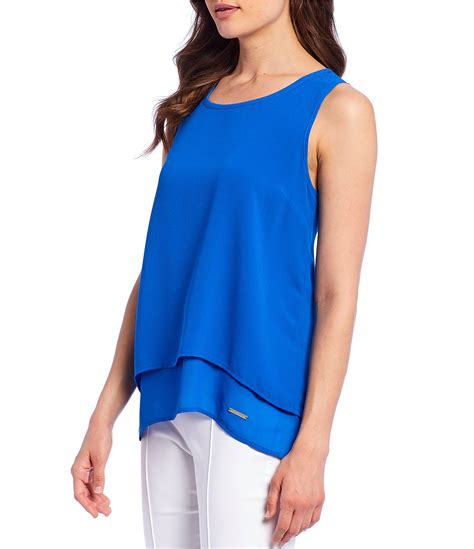 michael kors blue blouse|Michael Kors sleeveless tops.